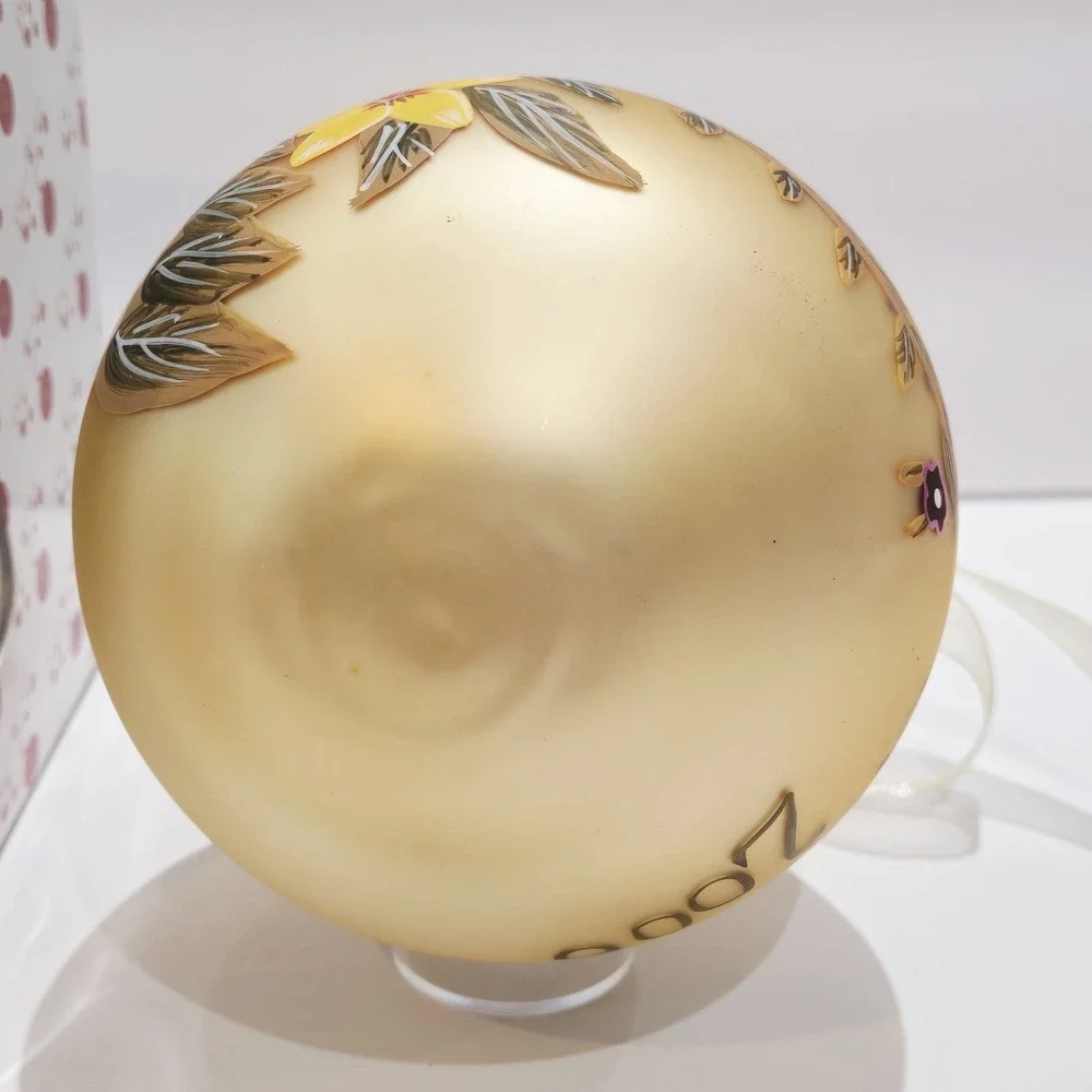 Dillard's Trimmings Hibiscus Floral Hand Painted Glass Christmas Ball Ornament